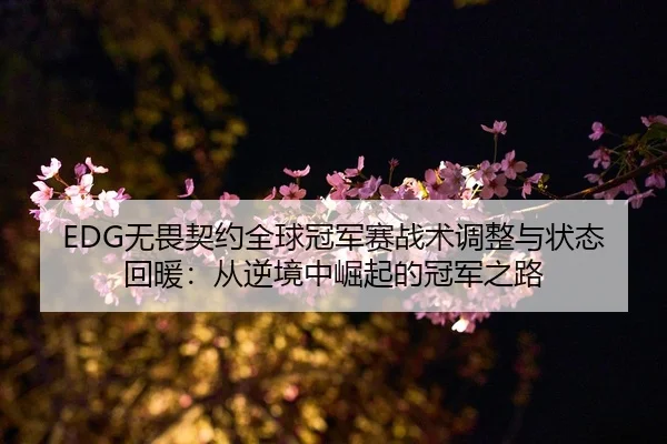 EDG无畏契约全球冠军赛战术调整与状态回暖：从逆境中崛起的冠军之路